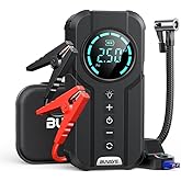 4000A Jump Starter with Air Compressor, 150PSI Battery Jumper Starter Portable for All Gas and 10.0L, 12V Car Jump Starter with Jumper Cable 3 Modes Flashlight and EVA Bag