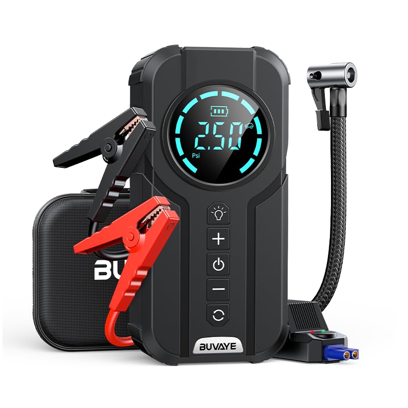 Photo 1 of ***MISSING JUMP CABLES*** 4000A Jump Starter with Air Compressor, 150PSI Battery Jumper Starter Portable for All Gas and 10.0L, 12V Car Jump Starter with Jumper Cable 3 Modes Flashlight and EVA Bag