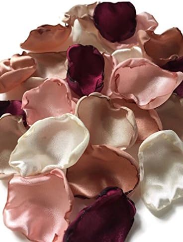 Wedding decor Maroon blush pink ivory champagne and rose gold mix of 350 PCS satin flower petals