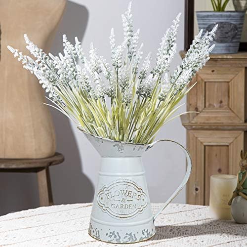 Farmhouse style vase with flowers, 8cm tall, ornamental decor piece.