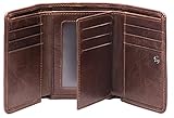 Men's RFID Vintage Leather Trifold Wallet with Coin Pocket 2 Windows