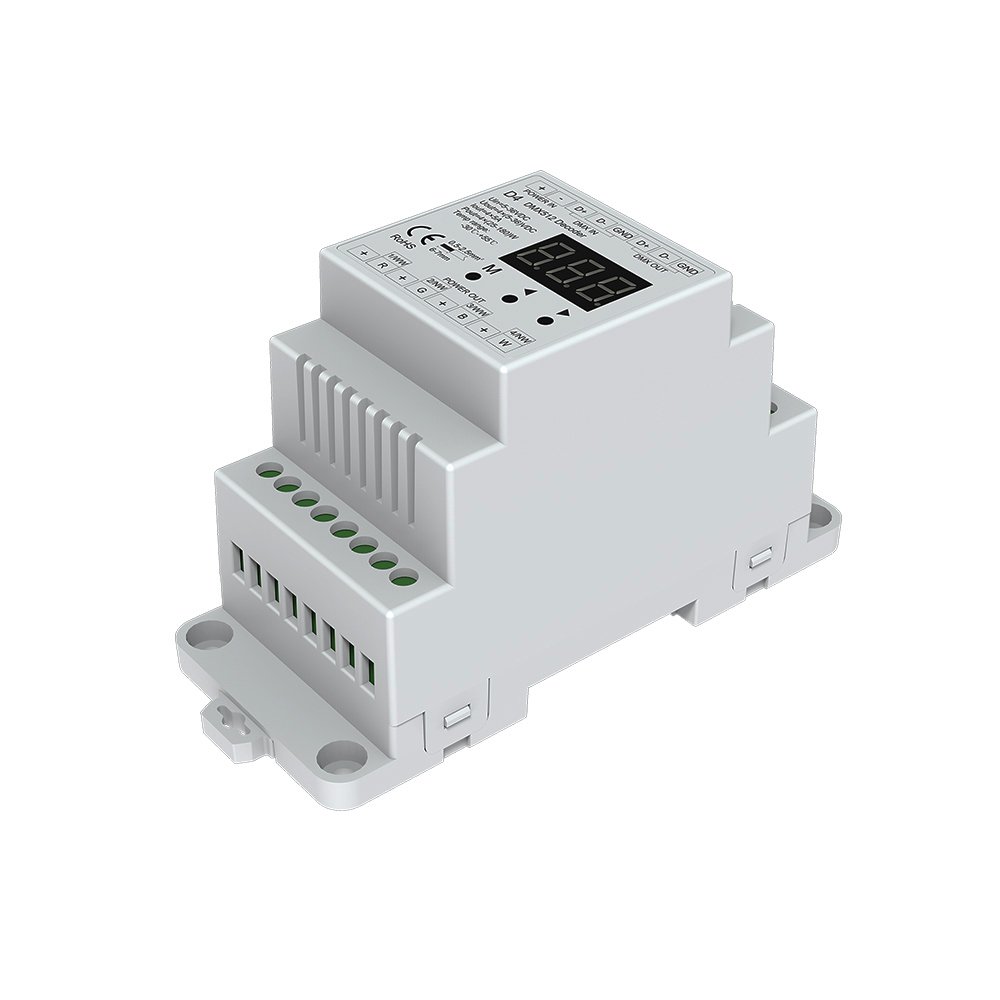 4 CH Constant Voltage DMX512 Decoder RGB/RGBW Controller Din Rail Mounted 4 Channel Dimming Controller 5-24VDC — image 1