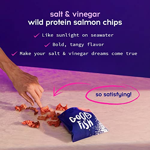 Crispy Salmon Skin Chips by GOODFISH Salt & Vinegar, 8Pack Wild