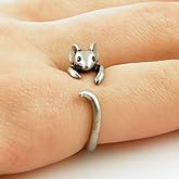 Western Ring Men and Women Cartoon Animal Cute Mouse Ring 925 Sterling Silver Cubic Zirconia Open Ring, Adjustable Animal Wrap Ring Jewelry Gift for Women(Silver)