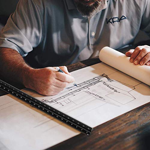 Architectural Scale Ruler Set, MEYUEWAL 12 Inch Triangular Engineering Scale Laser-Etched Aluminum Drafting Rulers Professional Measuring Tools for Architect (Imperial)