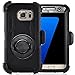 For Samsung Galaxy S7 EDGE Case (Not for S7), PlusMall Rugged Shockproof Hybrid Protective Case Back Cover with Swivel Belt Clip Hard Holster Defender Case Ring Rotating Kickstand (Black)