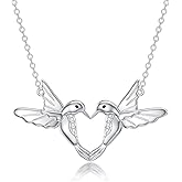 LWXIE Diamond Hummingbird Necklace for Women 925 Sterling Silver Hummingbird Necklaces with Lab Grown Diamond Jewelry Gifts for Mom Wife Girlfriend Daugther Sister Friend