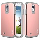 Galaxy S4 Mini Case, RANZ Grey with Rose Gold Hard Impact Dual Layer Shockproof Bumper Case For Samsung Galaxy S4 Mini (I9190)