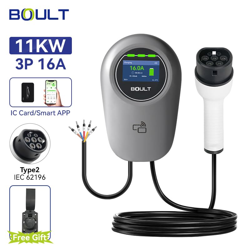 Wallbox EV Charger | Type 2, 11kW, 3-Phase, 16A | IP65 Rated | Smart WiFi Control | RFID Access | 5m Cable | For GCC EVs Like like: Tesla, Mercedes, BYD, Audi & More
