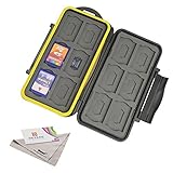 Deyard K020 Waterproof Memory Card Case Shockproof Memory Card Carrying Case Protector Box: 24 Slots for 12 SDHC/SDXC Cards and 12 Micro SD Cards - Upgraded Version with Deyard Superfine Fiber Cloth