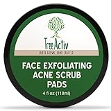 TreeActiv Face Exfoliating Acne Scrub Pads | Best Natural Blackhead Clearing Treatment | Safely Extracts and Removes Blackheads | Prevents Future Breakouts | Men Women Teens | 4 Ounce (12 Pads)
