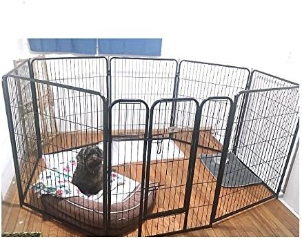 Tall Exercise Pen Extra Large Heavy Duty 40-Inch with Door Big Dog Black Pet 8 Panels Playpen &amp; eBook by OISTRIA