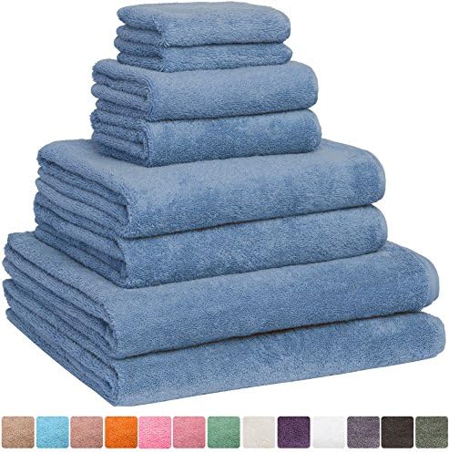 Luxury Extra Large 8-Piece Turkish Towel Set with 4 Bath Towels (30x60 and 24X48) - Blue