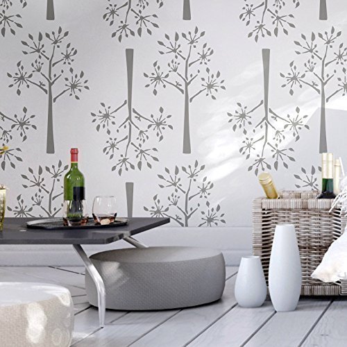 Dill Wall Stencil for Painting - Expedited 3 days Delivery - Tree Wall Accent - Reusable Template - Large Mylar Washable Plastic - Repeatable Pattern for Wall Décor