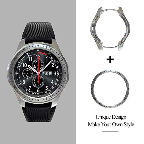 [2 Pack] JZK Samsung Galaxy Watch 46mm/Gear S3 Frontier & Classic Bezel Ring Styling,Adhesive Cover Anti Scratch & Collision Bezel Loop+Protector Case for Galaxy Watch 46mm Smartwatch Accessories - Thumbnail 3
