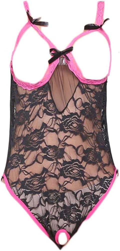 Amazon.com: Women Lingerie Teddy Bodysuit with Garter Belt Lace Babydoll Full Slips Set No