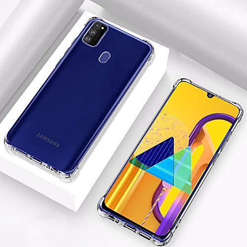TheGiftKart Transparent Crystal Clear Samsung Galaxy M21 / M30s Back Cover Case | Shockproof Soft TPU Case | Cushioned E