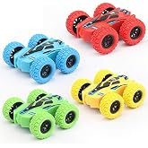 DqsWko Double-Sided Pull Back carsr. Friction Cars for Kids ，Vibration inertial car. Toy Pull Back car. Big tire Four-Wheel Drive Toy car for Boys and Girls（4pcs）