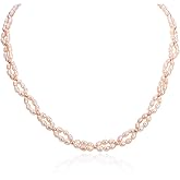 LGSY Twisted Pink Pearl Necklace for Women, Oval Freshwater Cultured Baroque Pearls Strand Necklace for Pearl Jewelry