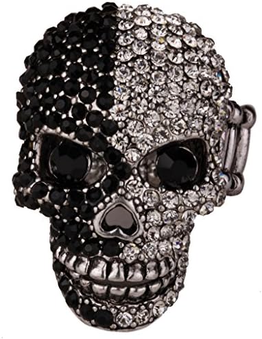 Jewellery Women's Crystal Skull Stretch Rings Silk Scarf Clasp Buckle