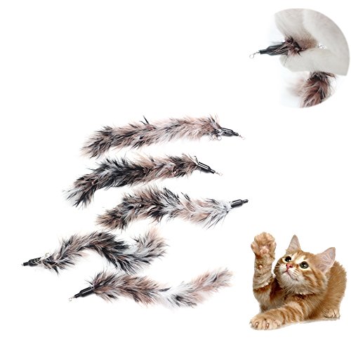 UEETEK 5 Pcs Replacement Refill Feather Catcher for Interactive Cat and Kitten Toy Wands
