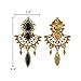 EleQueen Women's Antiqued-gold-tone Crystal Simulated Pearl Chandelier Teardrop Earrings Black