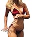 Jiujiuyi Women's Halter Velvet Bra and Triangle Thong Bikini Set Swimsuit Bathing Suit Beachwear 2 Pieces
