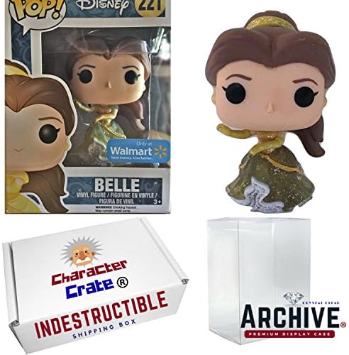 Funko Pop! Disney Beauty and the Beast Belle Classic Translucent Glitter Ballgown, Wal-Mart Exclusive, Concierge Collectors Bundle Vinyl Figure