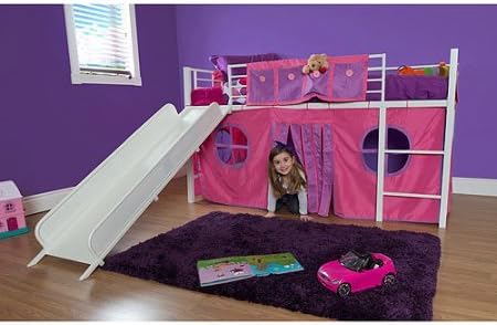 Amazon Com Eshion Girls Twin Bunk Loft Bed With Fun Slide And