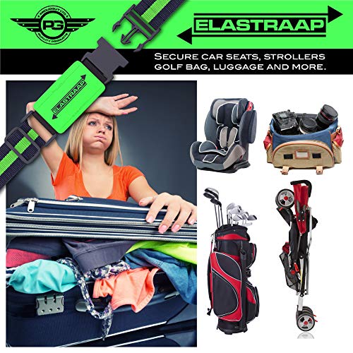 Luggage Straps, Adjustable Non-Slip Baggage Belts- Suitcase Bands For Travel Bag (1 Strap, Green Stripe 1pk)