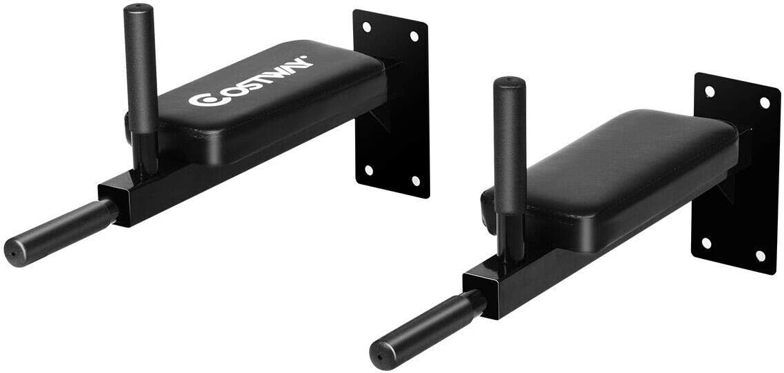 HLA Pull Up Bar Stand, Wall Mount with Padded Arm Rests for Chin Ups, Dip Station & Abs Strength Training - Supports 300 lbs