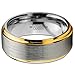 Tungsten Wedding Band Ring 8mm for Men Women Comfort Fit 18K Yellow Gold Plated Beveled Edge Brushed Polished