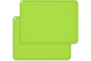 CINEZUN Placemat for Kids, Baby Placemat,Non-Slip Stain Resistant Portable Food Mats for Kids Toddler,Dishwasher Safe, for Dining Table Restaurants Travel Case(2Pack,Dark Green)