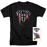 Popfunk Superman Logo S Shield American Flag Paint T Shirt