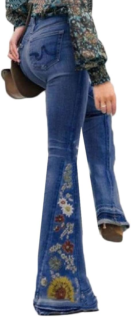 flare embroidered jeans