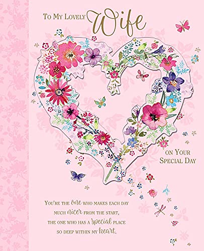 Wishing Well Boxed Wife Birthday Card Pretty Flower Heart