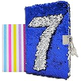VIPbuy Magic Reversible Sequin Notebook Diary Lined Travel Journal with Lock and Key for Kids Girls, Size A5 (8.5