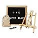 Changable Letter Board 10x10 - Oak Framed Board with over 300 White Changeable Letters, Numbers, Punctuation, Wall Mount,Scissors, Stand and Canvas Storage Pouch