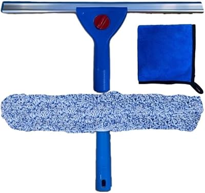 Swisspack Window Cleaning Kit 14” Squeegee Micro Fibre Cloth 3 Scrubbers