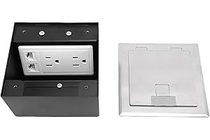 MOTOULAX 2 Receptacles, 2 Network Ports PC Stainless Steel Recessed Floor Socket with Sealing Ring, for Cable, Plug, Power Co