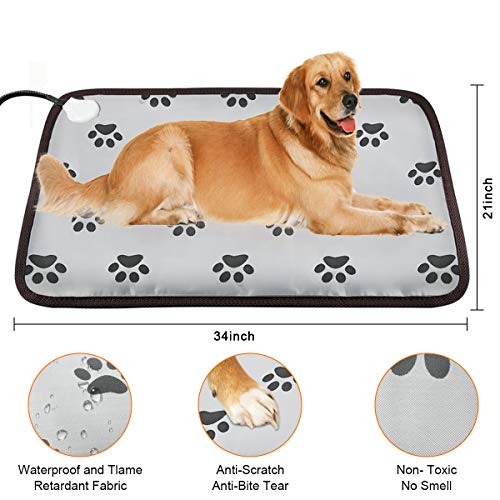 AILEEPET Pet Heating Pad Large, Dog Cat Heating Pad Indoor Auto Power Off Warming Mat (XL:34X21 in)