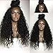 360 Frontal Wigs Full Lace Human Hair Wig Deep Curly 180% Density Natural Color Per-Plucked Baby Hair Around (16 Inch)