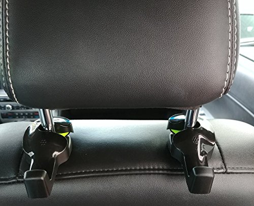 Slippery Pete Headrest Hooks for Car Seats, Purse Hanger, Grocery Bag Hook, Umbrella and Hat Rack. Backseat Organizer! - Thumbnail 4