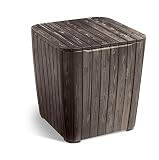Keter Resin Luzon Outdoor Table with Extra Hidden Storage for Cushions and Patio Decor, Wood Look Brown
