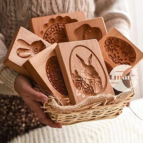 Wooden Cookie Molds, Wooden Cookie Cutter Baking Mold Carved Biscuit