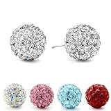 Sterling Silver Crystal Ball 6mm Stud Earrings
