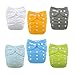 ALVABABY Baby Cloth Diapers One Size Adjustable Washable Reusable for Baby Girls and Boys 6 Pack with 12 Inserts 6BM98 primary
