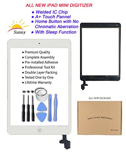 iPad Mini Model A1432/A1454/A1455/A1489/A1490 White Digitizer Replacement Screen Replacement Glass Replacement Includes Adhesive Stickers and Professional Tools