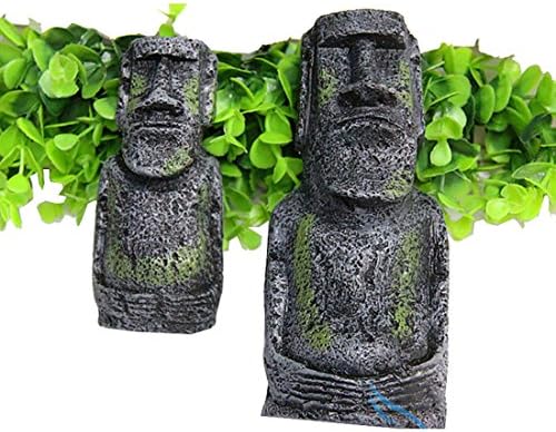 Resin Easter Island Head Statue Aquarium Fish Tank Accessories Stone Face Craftwork Imitation Ornament