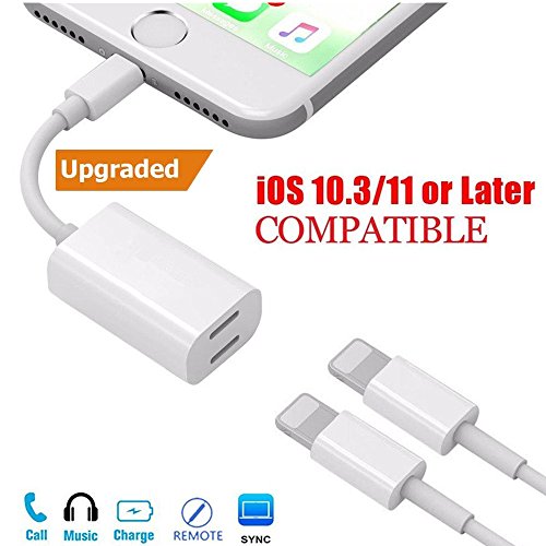 Dual Lightning Adapter Splitter, ANLOER iPhone 7 Adapter & Splitter for iPhone 8 / 8 Plus / 7 / 7 Plus (Suport iOS 10.3 and later) Lightning Headphone Audio + Charge Adapter (White) - Thumbnail 7